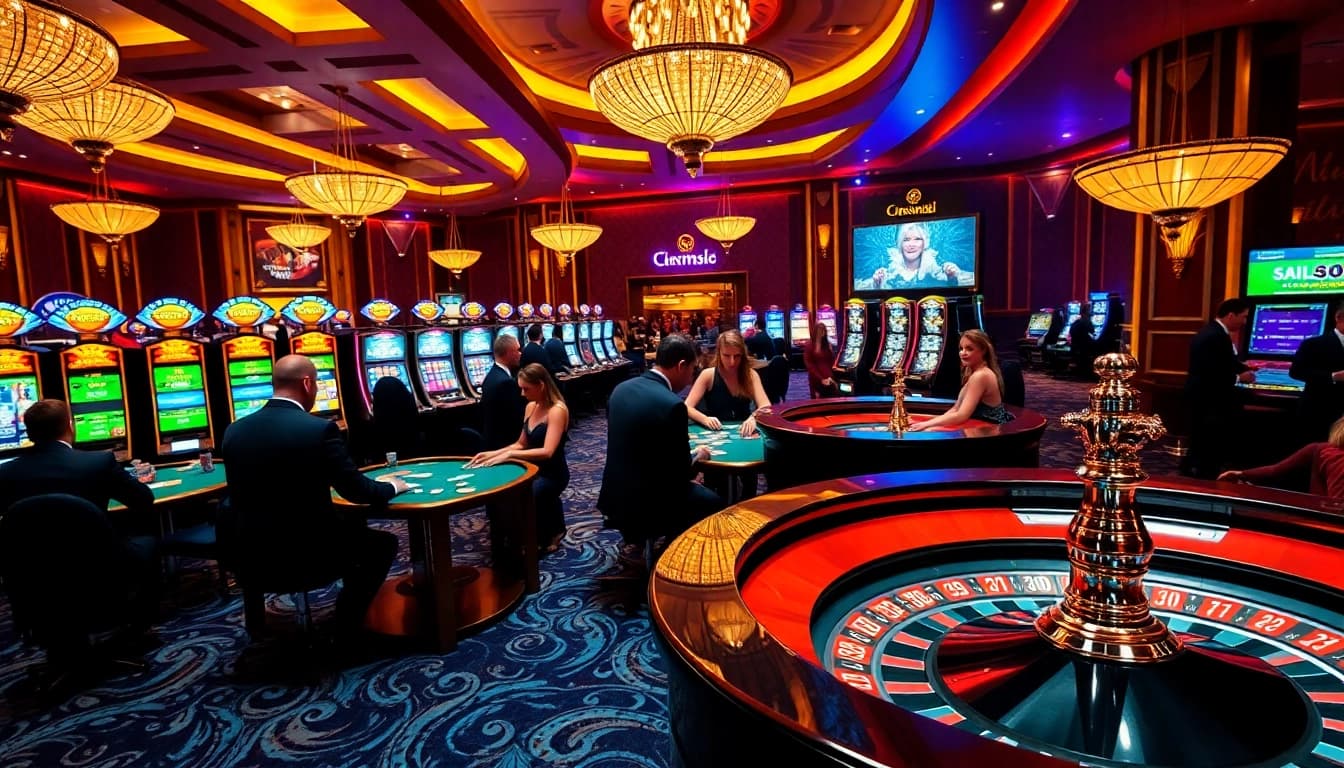 Engage with thrilling gameplay at https://98win3h.io/ showcasing casino tables and vibrant slot machines.