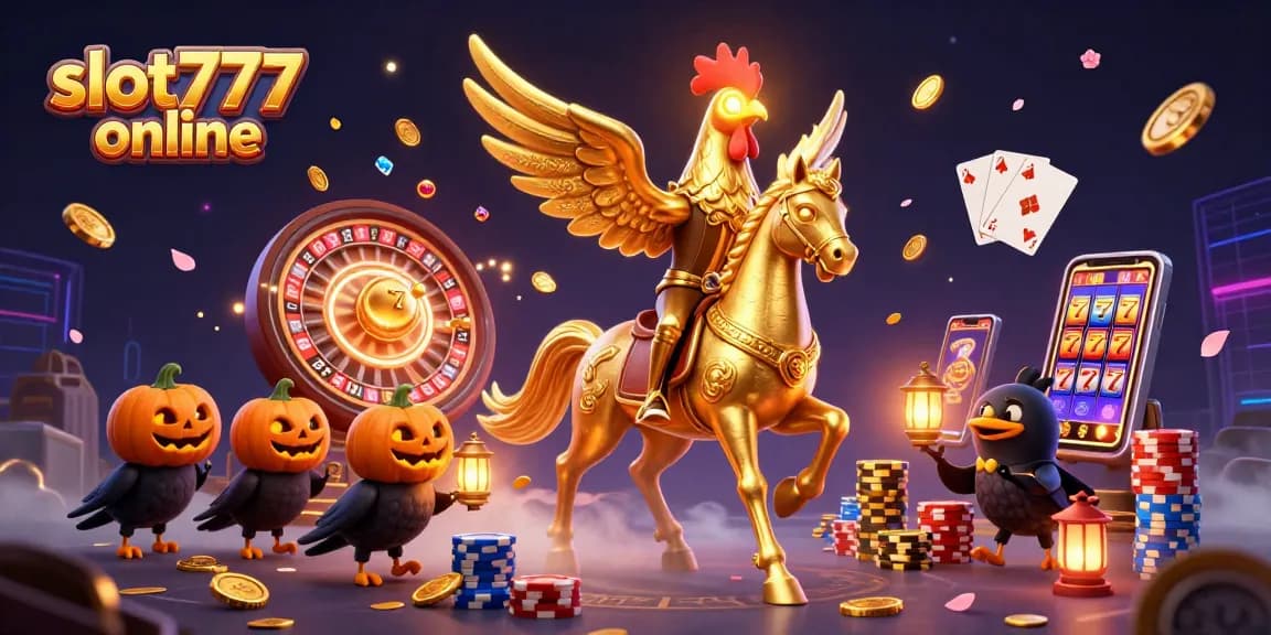 Win big with slot777 online in a lively casino scene featuring vibrant characters and rich game elements.