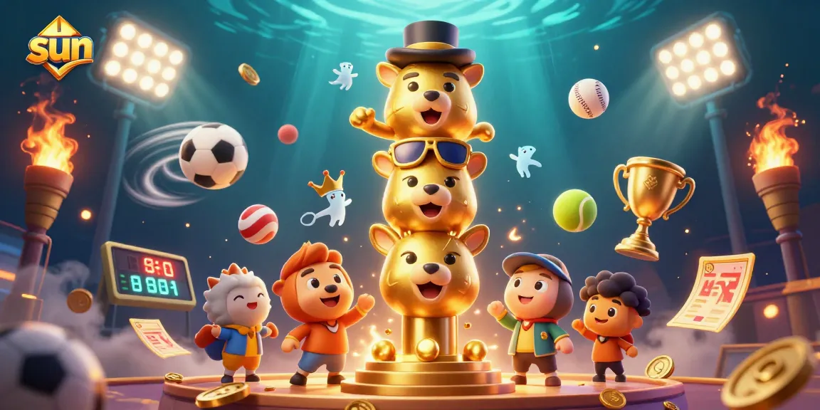Experience thrilling sports betting action with the sun-themed dynamic 3D totem illustration.