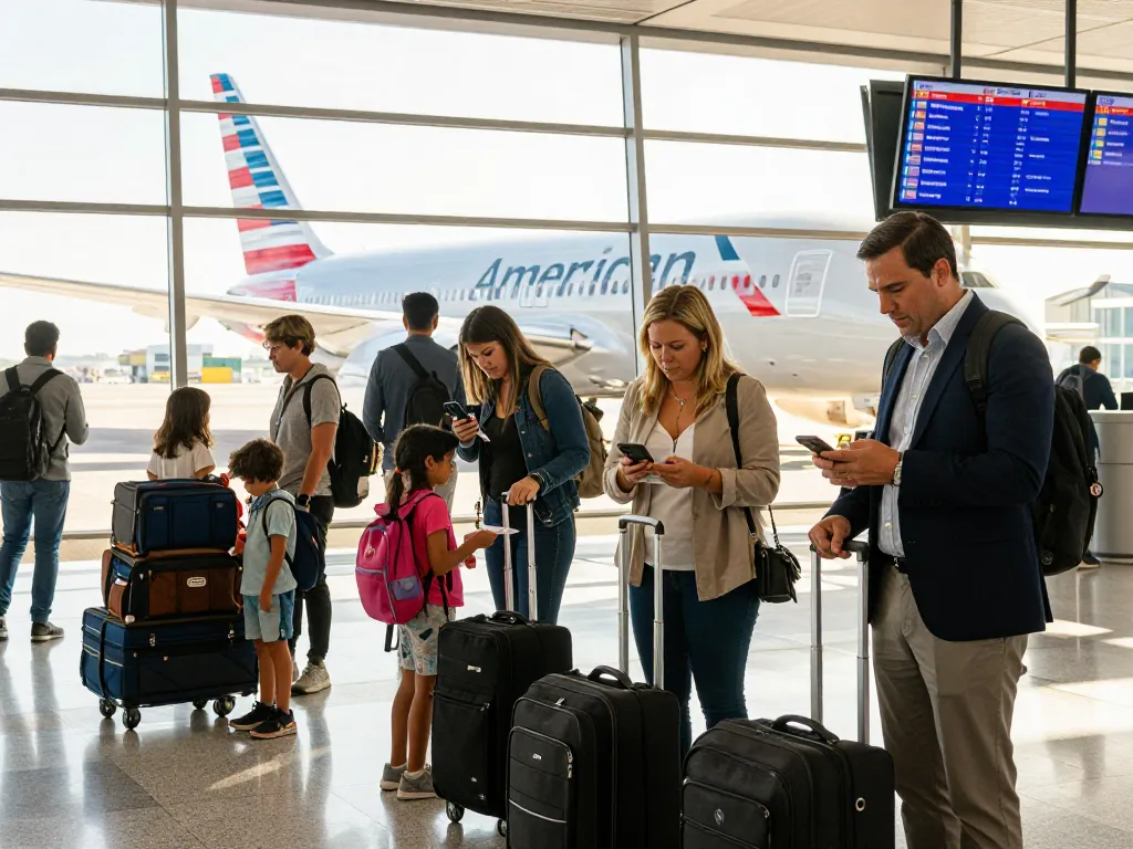 Passengers excitedly preparing to board the 789P at an airport.