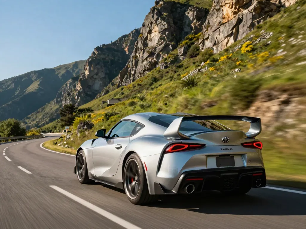 The A80 platform in action on a scenic mountain road, showcasing sleek design and performance.