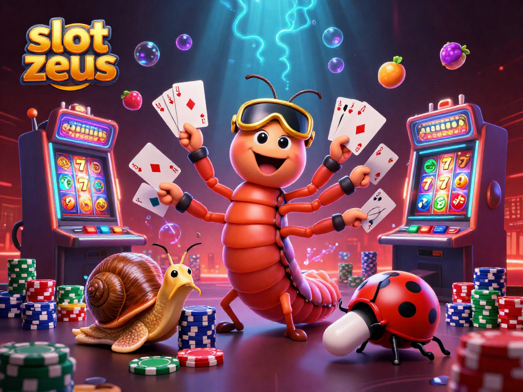Experience thrilling gameplay with slot zeus, featuring classic symbols and engaging characters in a vibrant casino scene.