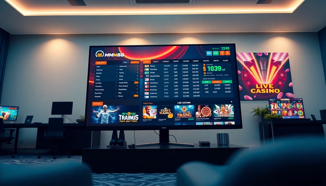 MM88 online gambling platform interface showcasing diverse betting options and live games.