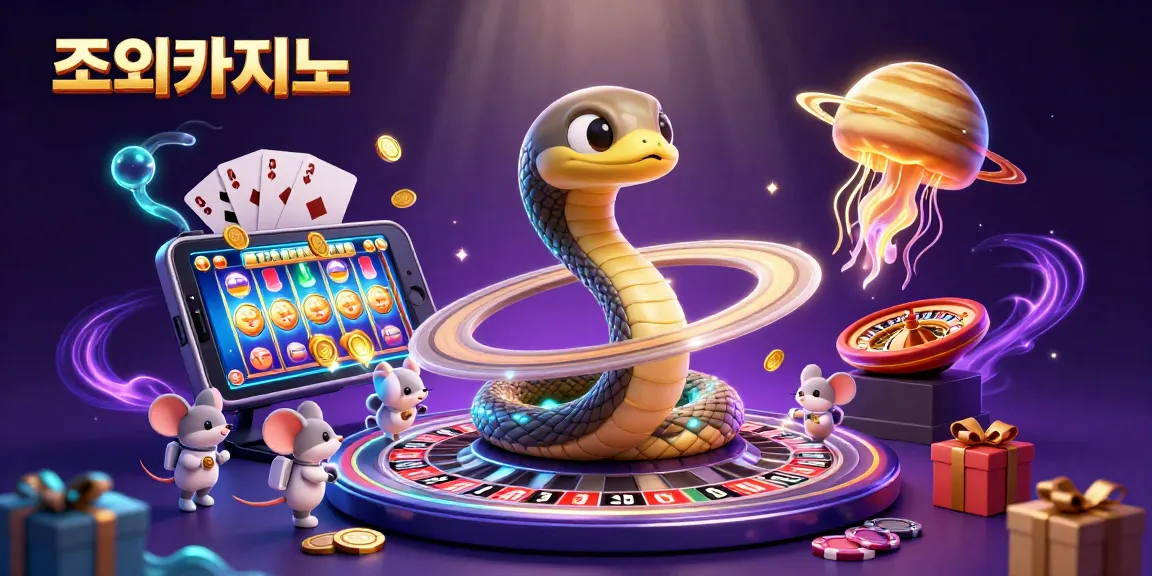 Experience thrilling gameplay at 조이카지노 with 3D cosmic casino elements in a vibrant scene.