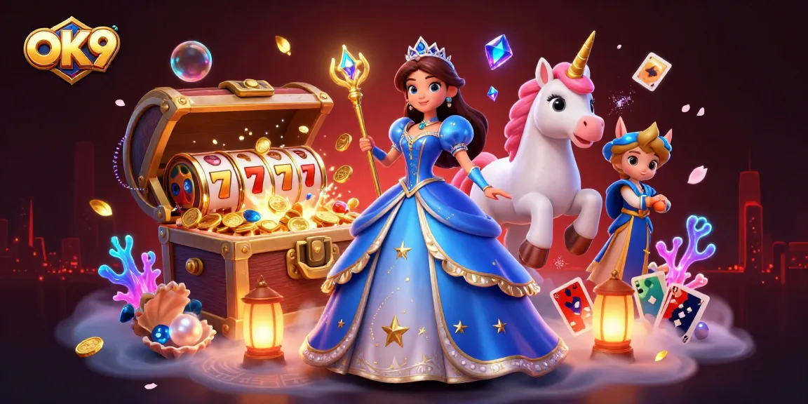 Win big with OK9's vibrant casino experience featuring enchanting characters and dynamic gaming elements.