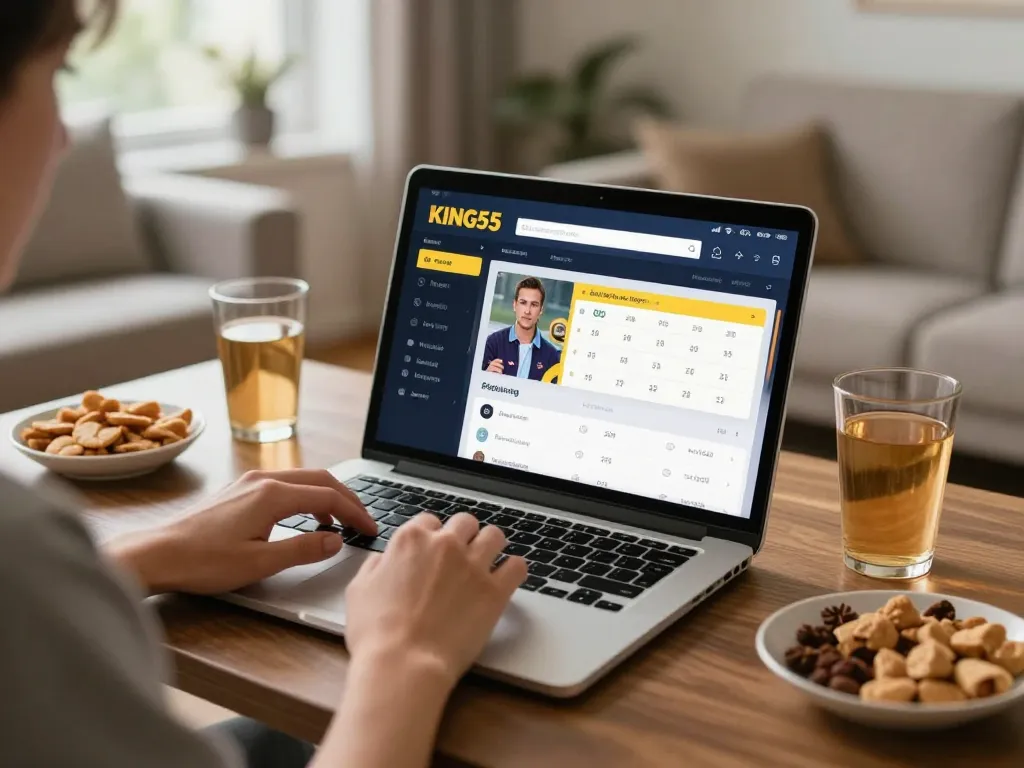 Bergabung dalam taruhan online dengan aplikasi KING55 sambil bersantai di rumah.