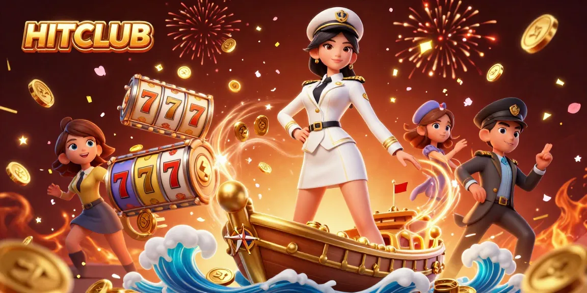 Engage in HITCLUB's thrilling jackpot challenge with 3D slot reels and golden decorations.
