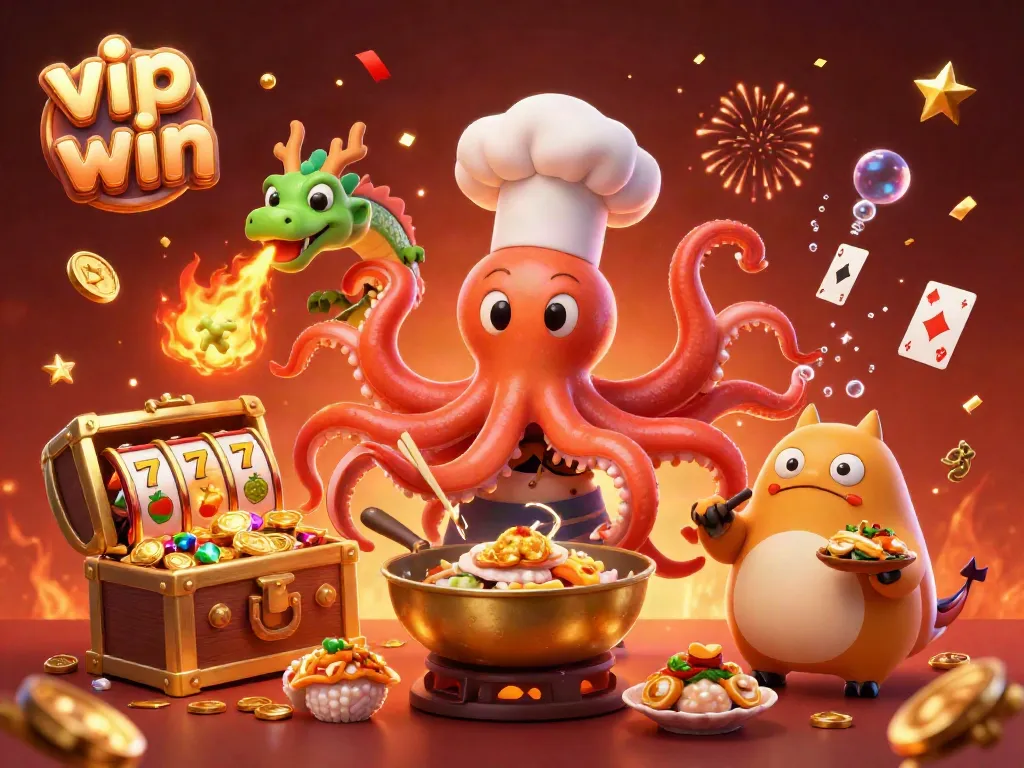 Experience winning excitement with vip win in a vibrant casino-themed illustration.