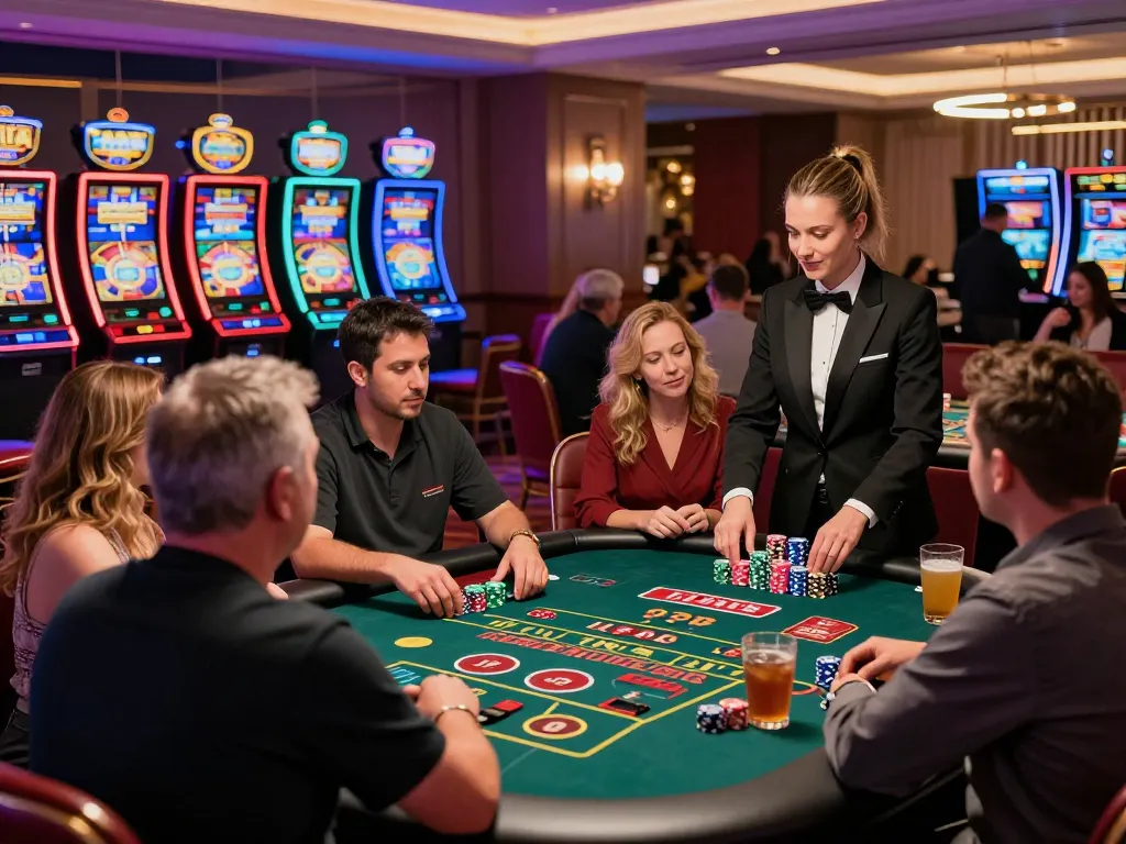 Exciting AF88 casino scene with diverse players enjoying live games and vibrant atmosphere.