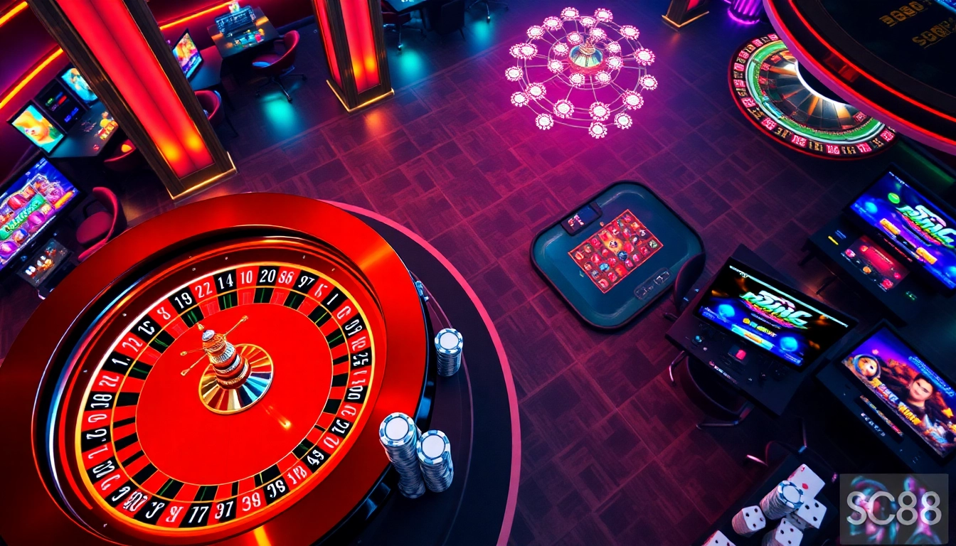Experience the thrill at Trang chủ cá cược SC88, showcasing vibrant online casino gaming scenes.