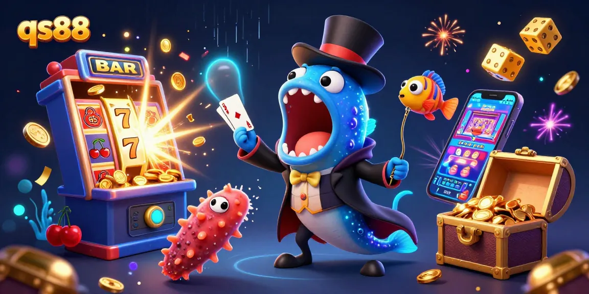 Experience the thrill of qs88 gaming with a magical scene featuring deep-sea creatures in a casino atmosphere.