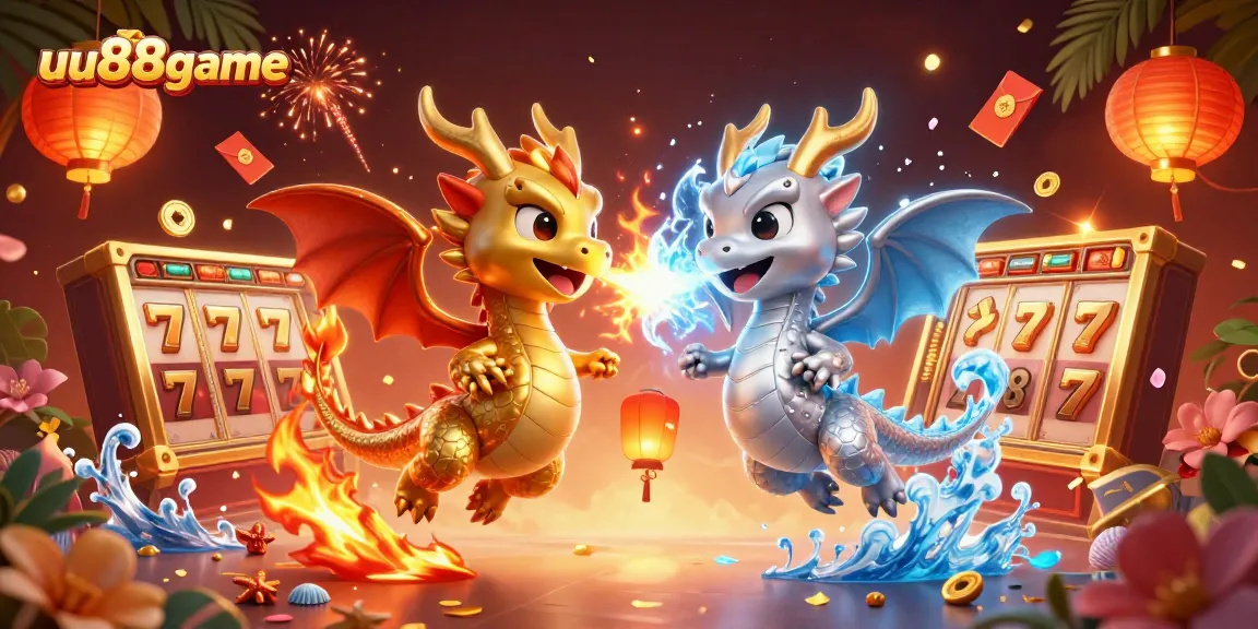 Experience the thrill of uu88game with intertwined dragons and dynamic casino elements.