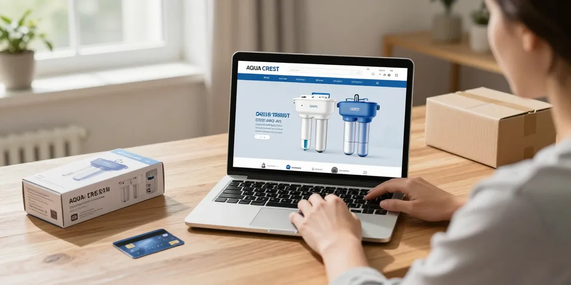 AQUA CREST GXRLQR NSF/ANSI 401 Certified water filter showcased in an online shopping setting with product reviews and best deals.