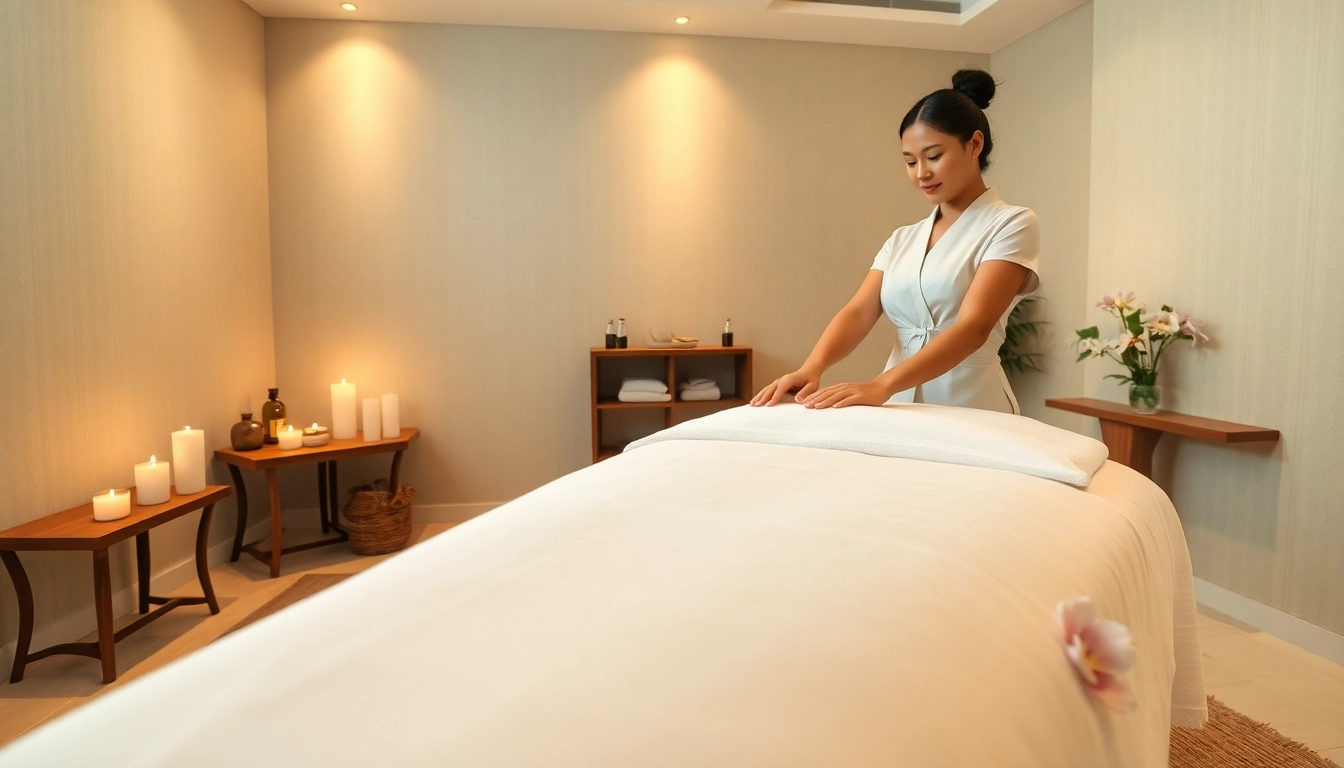 Relaxing ambiance for 동탄출장마사지 featuring tranquil massage room setup with soothing elements.