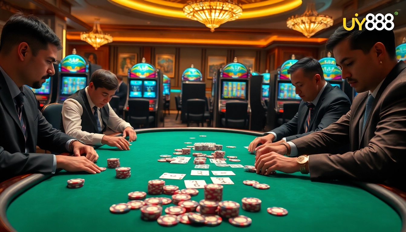 Experience the thrill of poker at uu 88, surrounded by polished chips and slot machines.