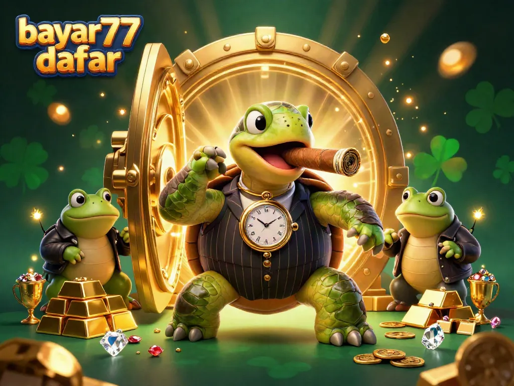 Experience the thrill of playing with bayar77 daftar in a vibrant casino scene filled with gold and jewels.
