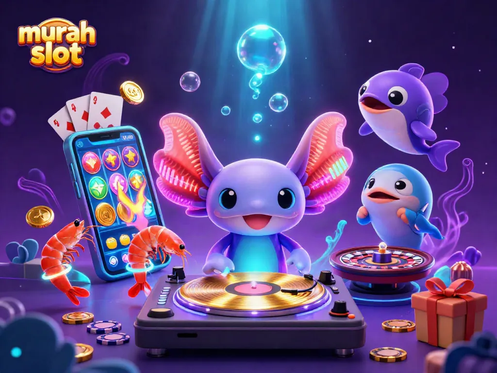 Permainan slot murah menawarkan keseruan dengan DJ axolotl dan karakter laut yang menarik.