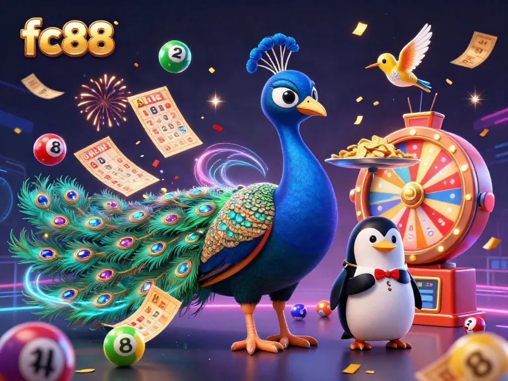 Experience exciting gameplay at fc88 with a vibrant casino scene featuring colorful lottery elements.