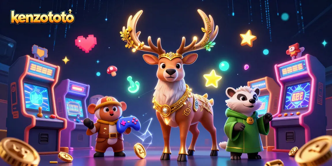 Engage with kenzototo for an exciting lottery experience in a vibrant 3D casino scene.