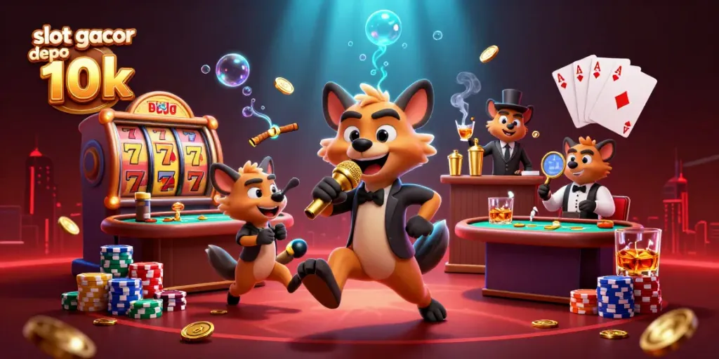 Slot gacor depo 10k: Saksikan komedi kasino yang menghibur dengan hyena lucu dan beberapa elemen permainan menonjol.