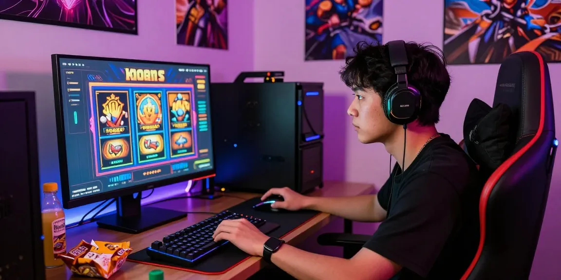 Gamer beraksi di depan monitor besar saat bermain link slot gacor dengan fokus tinggi.