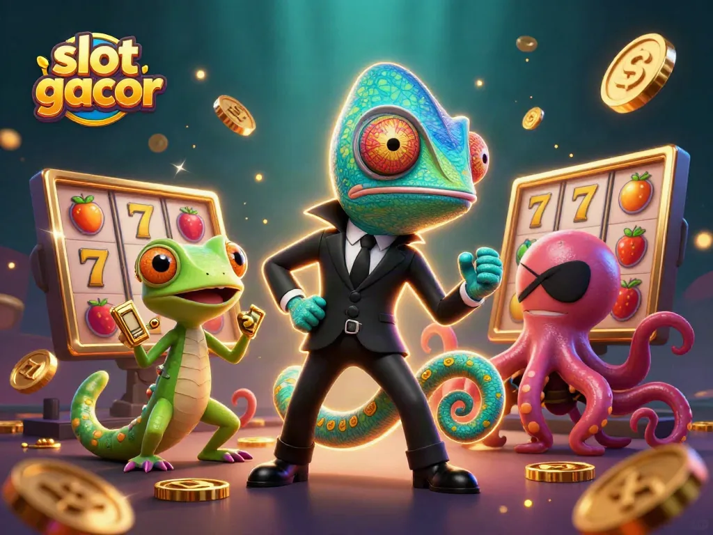 Experience the thrilling action of slot gacor with vibrant characters and dynamic casino elements.