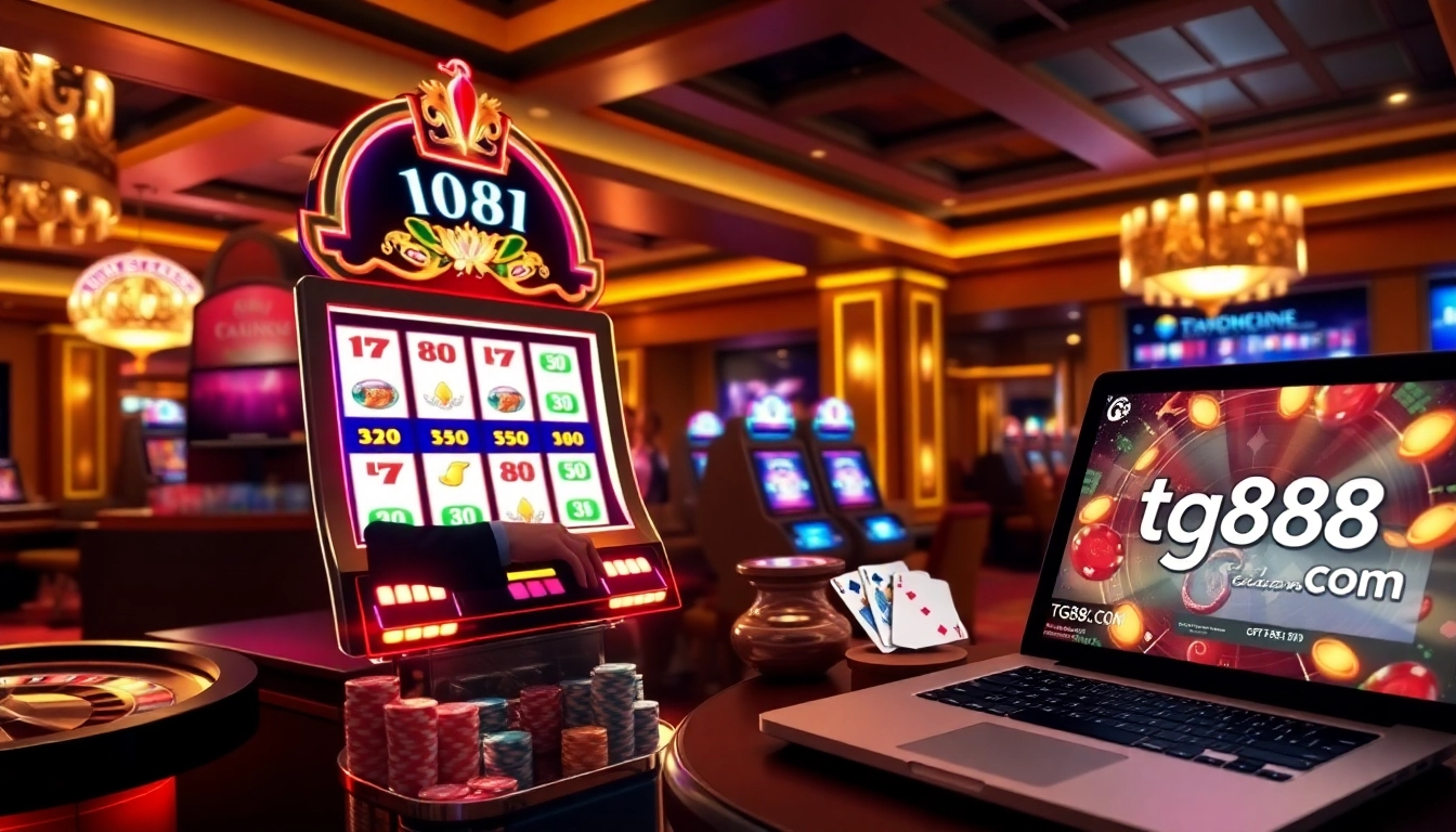 Experience excitement at tg88.com with a player engaging at a vibrant slot machine.