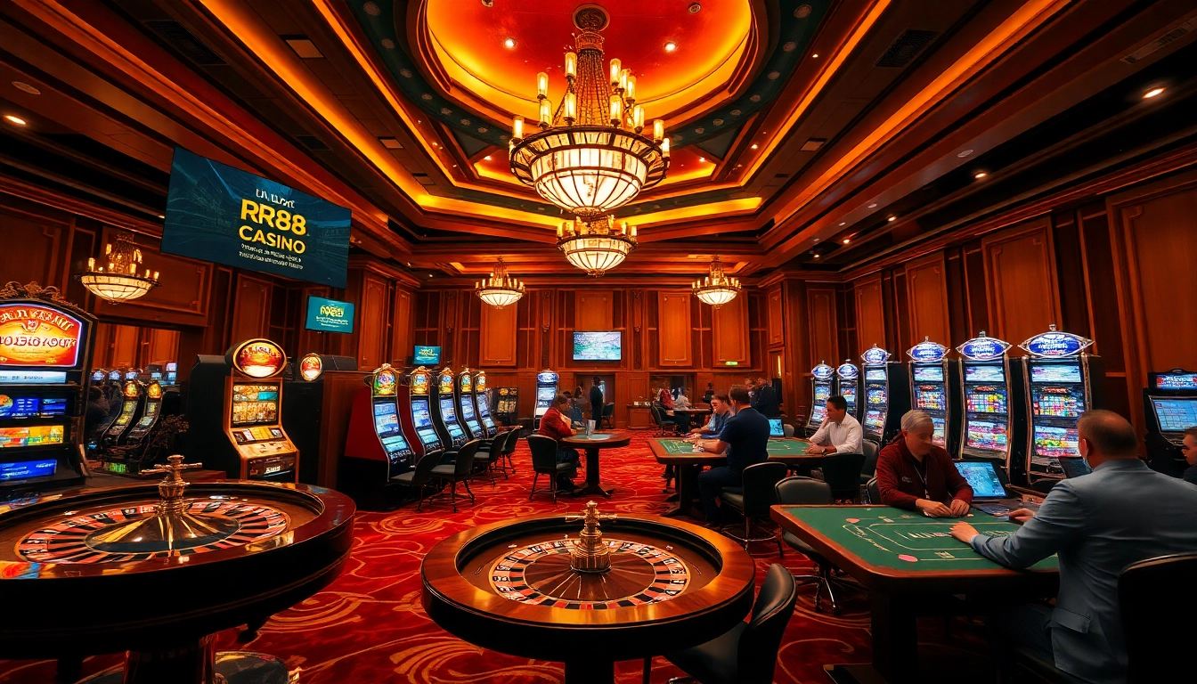 Experience the thrill of gaming at RR88 link with vibrant casino tables and slot machines.