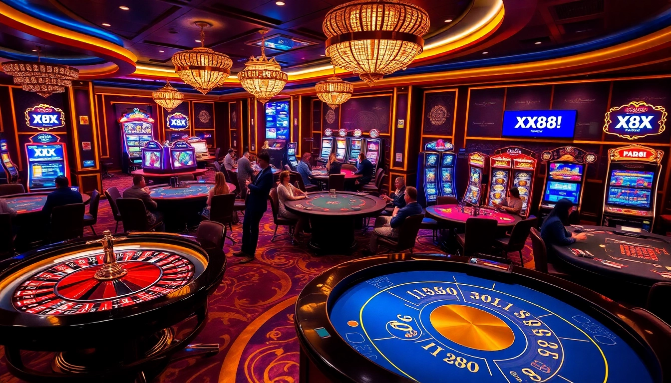Players engaged in thrilling gambling at XX 88, showcasing vibrant casino action.