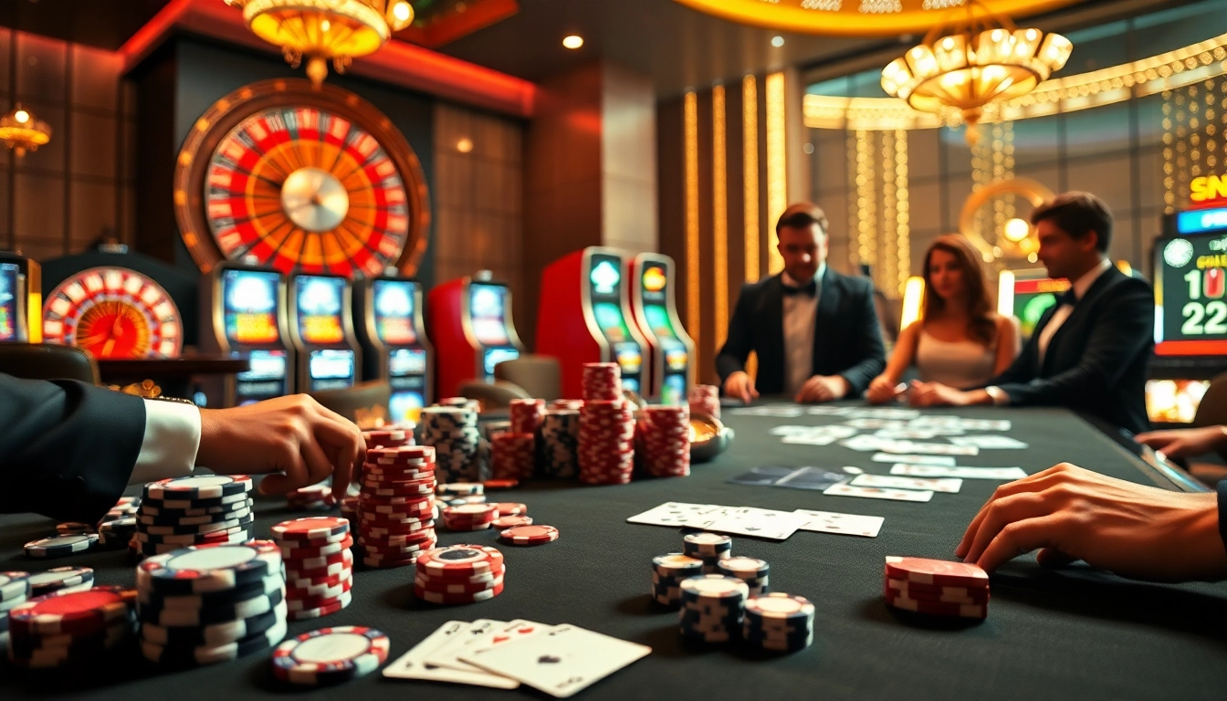 Experience the excitement of gambling at nk88 com with poker chips and roulette.