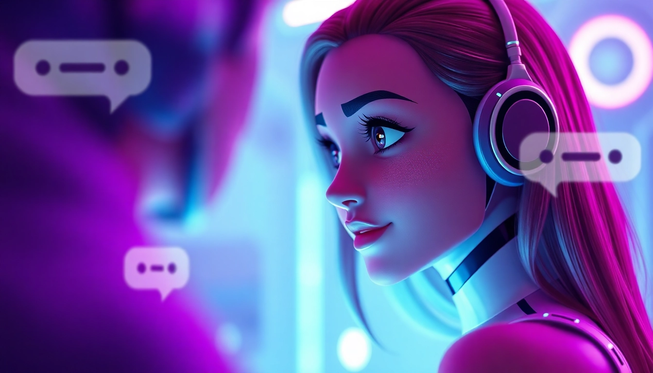 AI chat porn interface with a seductive character and ambient lighting.