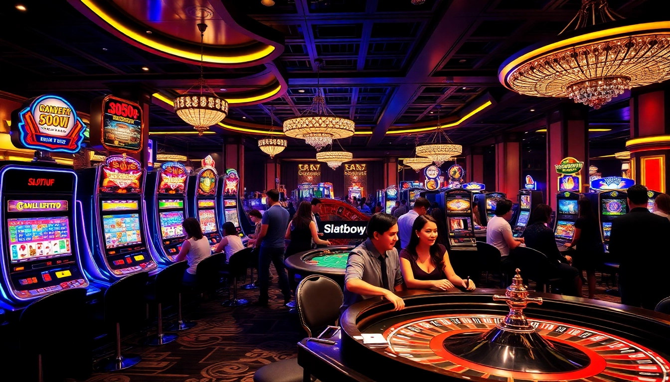 Engaging players with slot777 excitement in a luxurious casino setting with vibrant slot machines.