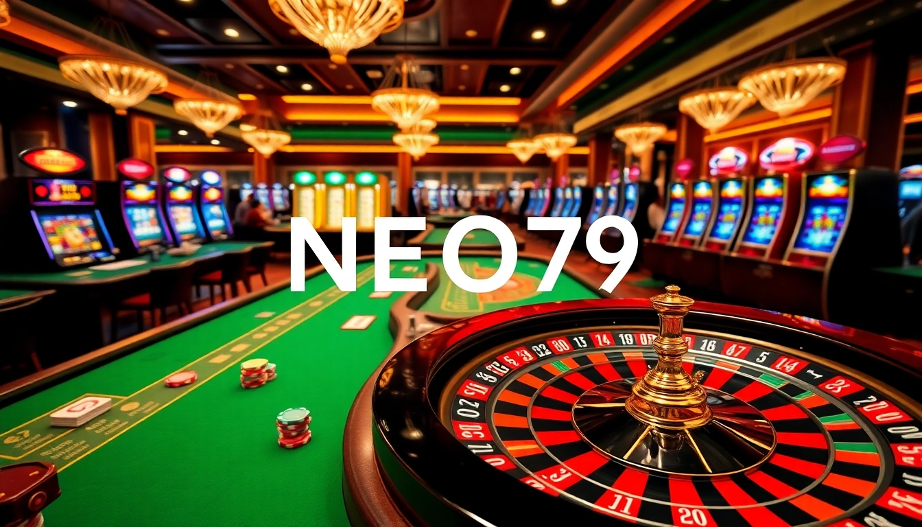 Players enjoying the luxurious ambiance at NEO79 casino with vibrant tables and thrilling games.