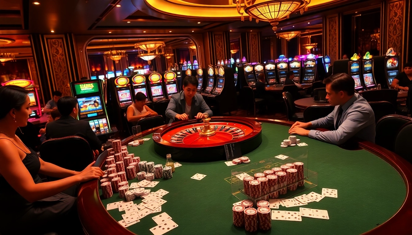 Experience the excitement of rikvip đăng nhập with luxurious casino games and vibrant poker chips.