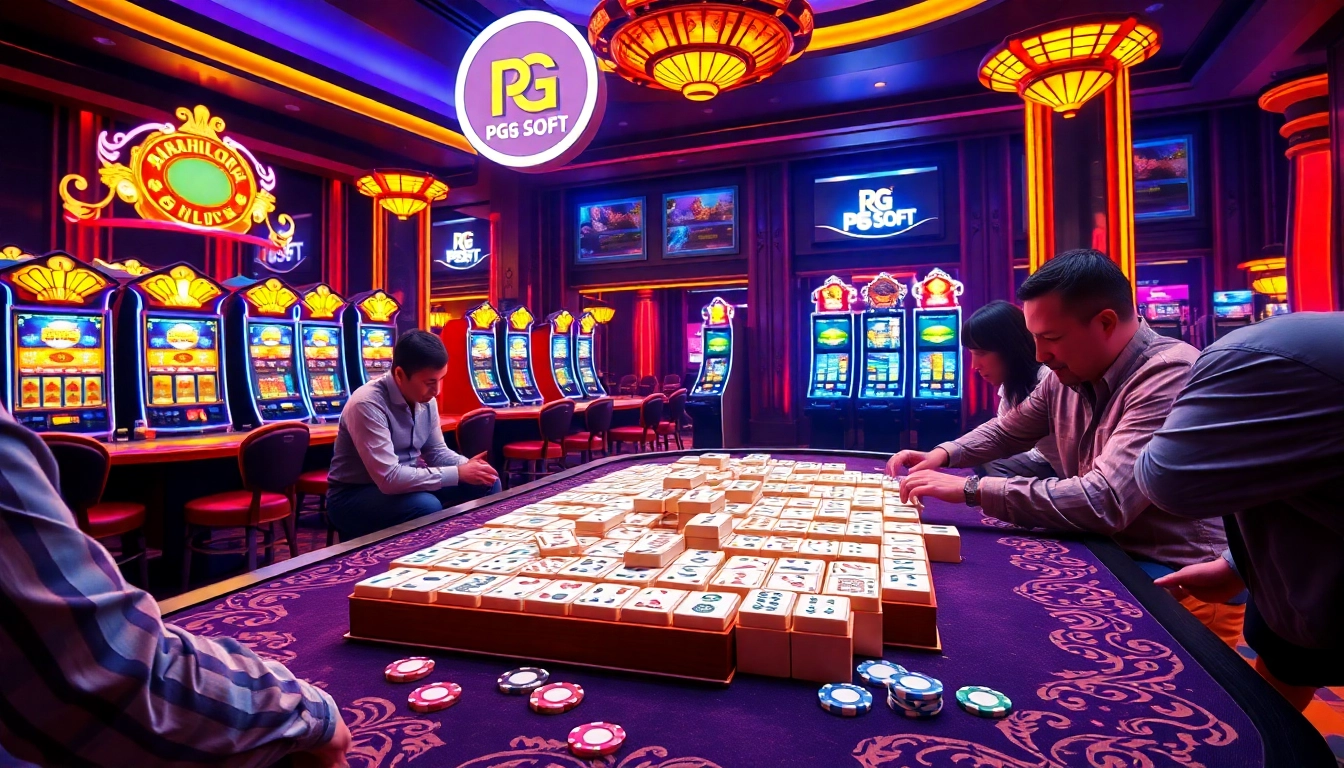 Exciting Mahjong gameplay featuring PG Soft elements in a luxurious casino setting.