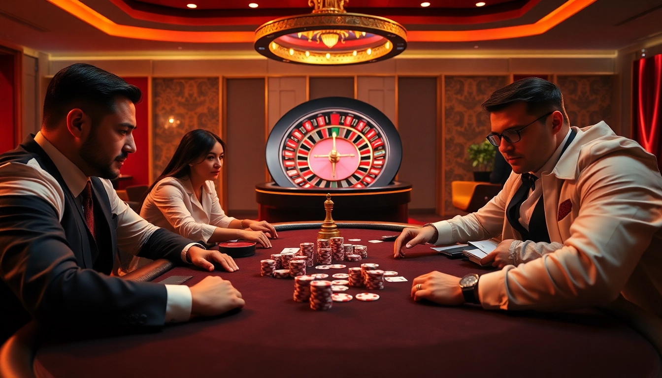 Experience the thrill of NK88 win at a high-stakes poker table in a vibrant casino.
