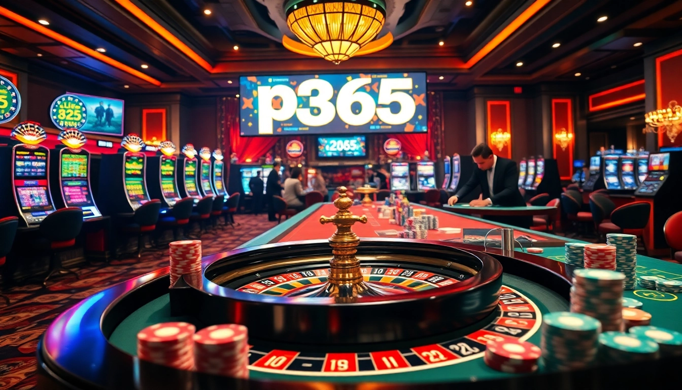 Experience thrilling games at ph365 casino with vibrant slot machines and poker chips.