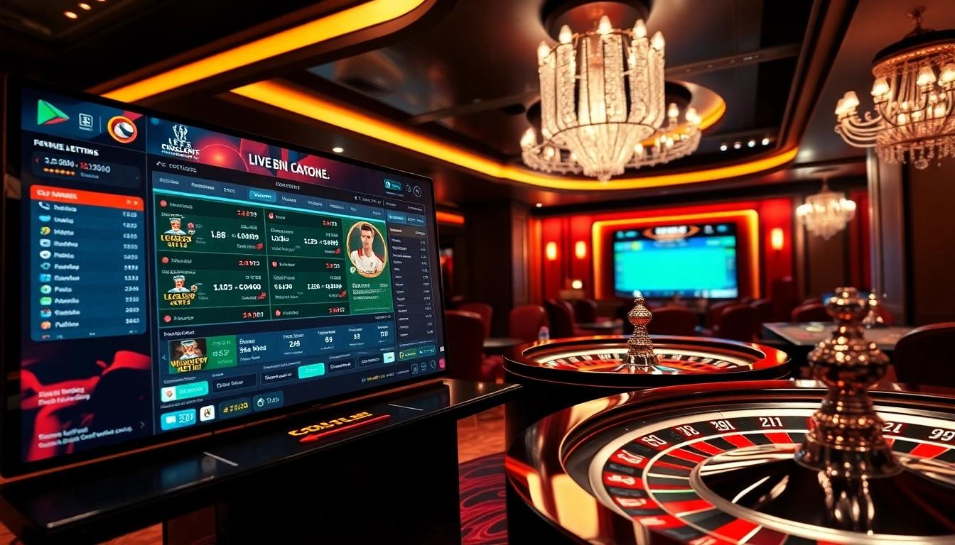 Engaged bettors using a stylish platform for แทงบอล, showcasing live odds and football action.